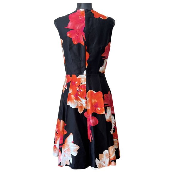 NEW CALVIN KLEIN Floral Fit & Flare Dress with Large Pleats, Size 6 - Picture 3 of 13